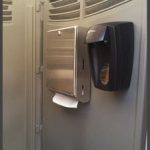 Ultra Deluxe Porta Potty Rentals from Event Factory Rentals stainless-steel paper towel dispenser
