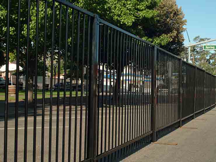 Black iron fence panels rental from Event Factory Rentals.