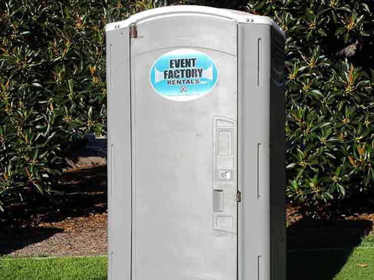 Deluxe portable toilet provided by Event Factory Rentals.