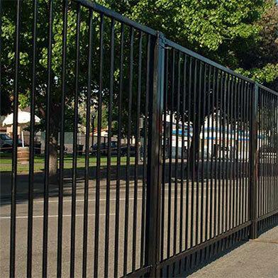 Black iron fence panels rental near Mission Hills, CA from Event Factory Rentals.